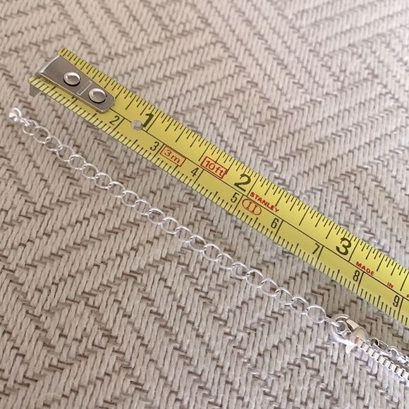 TURQUIOSE Semi precious light blue stone necklace long silvertone chain NWOT - Picture 8 of 8